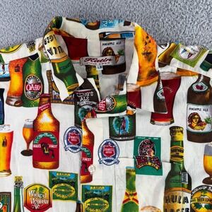 Katin Beer Label Shirt Mens Large Multicolor Hawaiian Aloha Tropical Camp